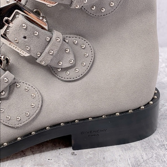 Givenchy Gray Elegant Studded Suede Ankle Boots 37 - Picture 8 of 14